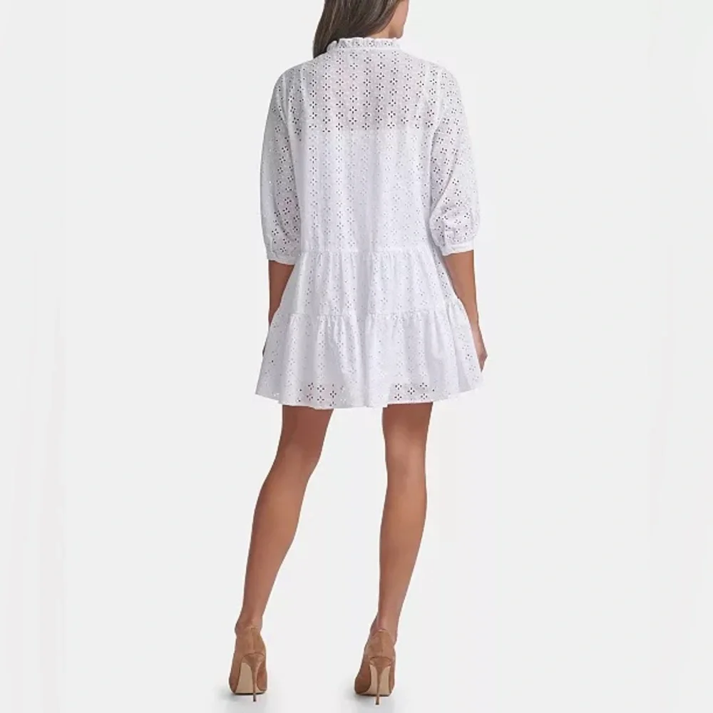 TOMMY HILFIGER cotton eyelet tiered dress